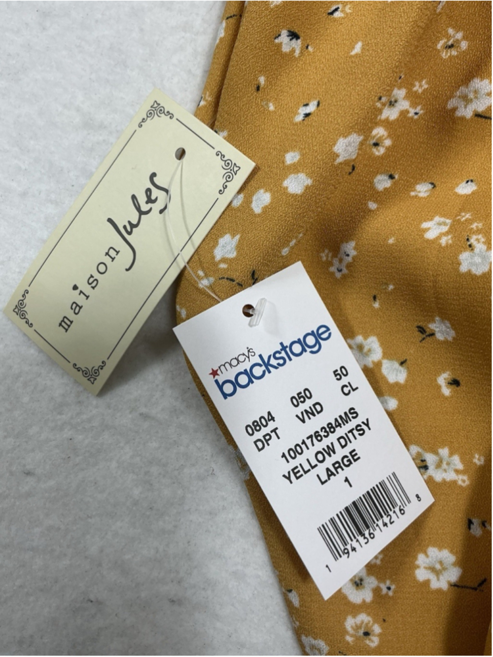 Womans NWT Maison Jules Maxi Dress Large Yellow Pullover Sleeveless - Picture 3 of 7